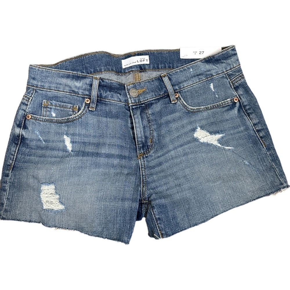 NWT LOFT Distressed Slight Stretch Raw Hem Short Shorts 4/27